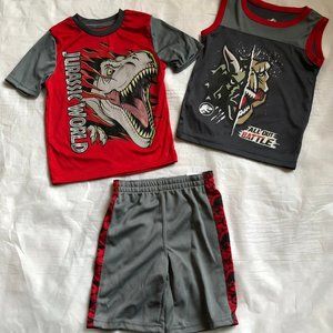 Shorts, tank, & tee boys new size 4 polyester dino